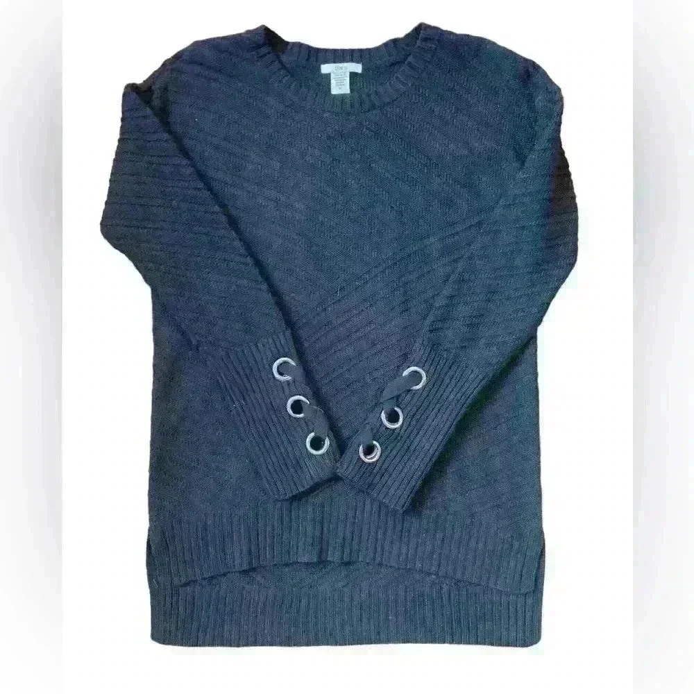 BAR III Black sweater lace up sleeve size M